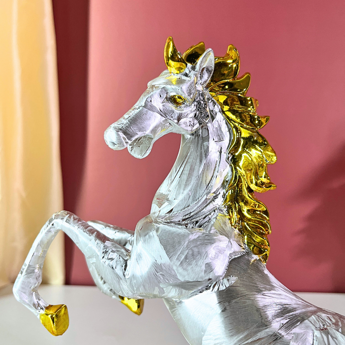 Premium Silver Metallic Rearing Horse Statue Polyresin Online India | The Decor Paradise
