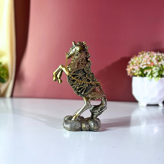 Regal Rearing Rajasthani Horse – Hand painted Polyresin Décor by The Decor Paradise