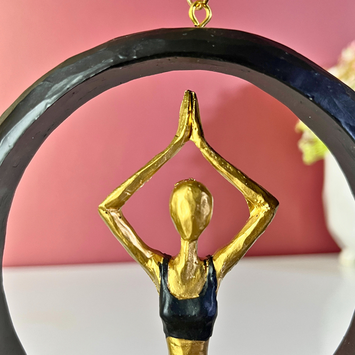 Blue & Gold Hanging Yoga Figurine Polyresin