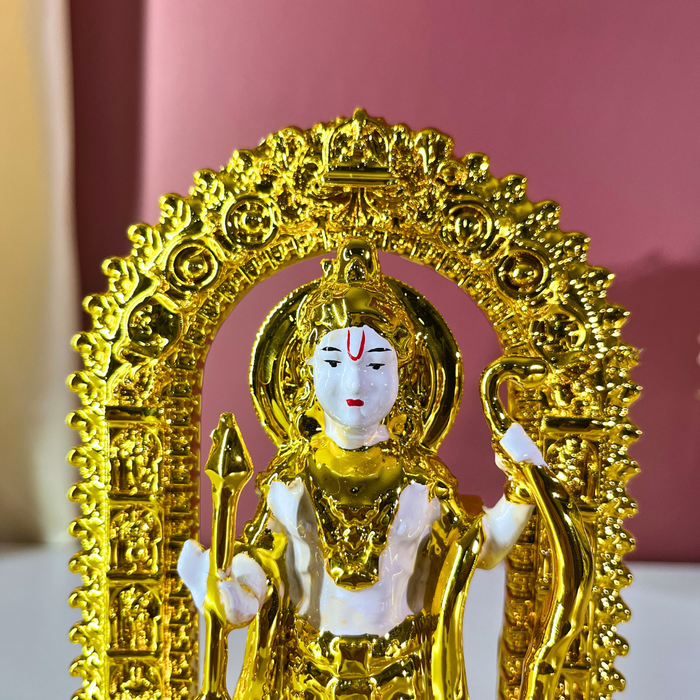 White and Gold Shri Ram Lalla Statue | Divine Resin Baby Lord Ram Idol for Home Temple & Puja Altar | Spiritual Gift (20.5 cm)