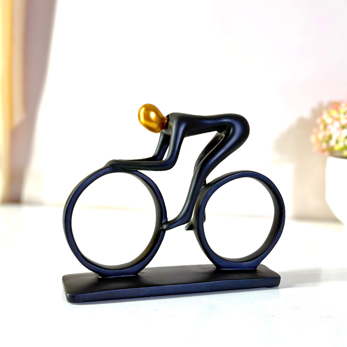 Premium Black Gold Cyclist Figurine - Dynamic Sports Showpiece by The Decor Paradise