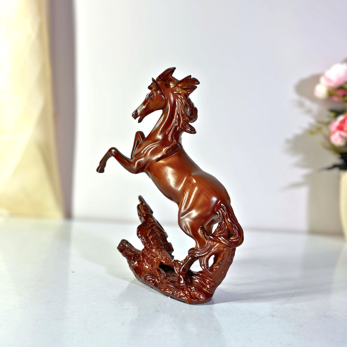 Premium Brown Rearing Horse Statue Polyresin