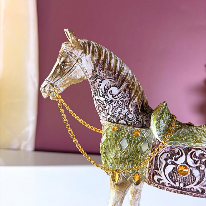 Gilded Maharaja Parade Horse – Luxe Polyresin Accent by The Decor Paradise