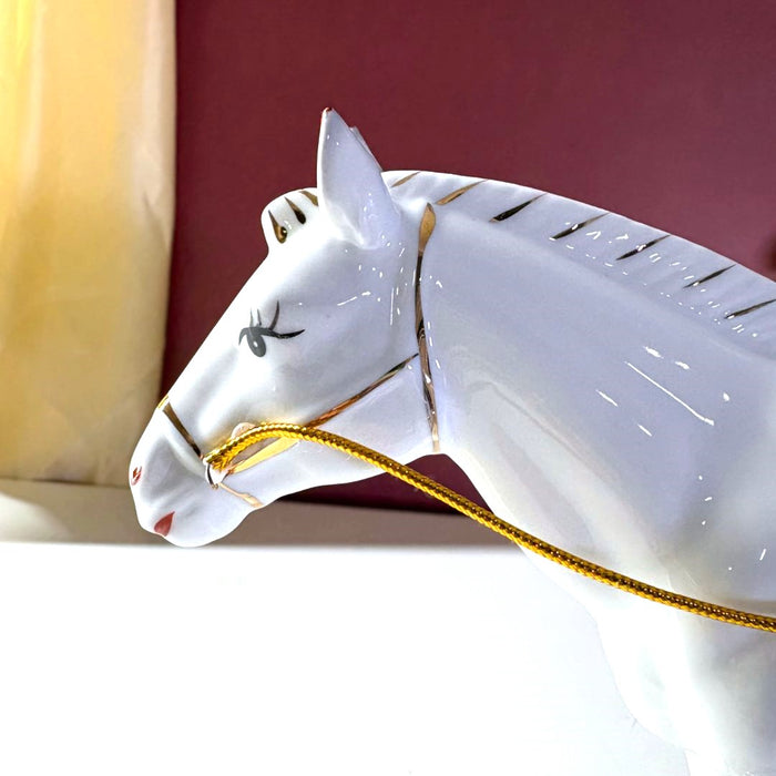 Azure Majesty Ceramic Horse Sculpture – Premium Art Décor by The Decor Paradise