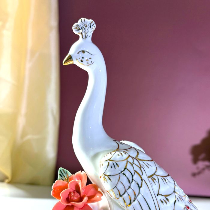 Ethereal Garden Peacock Ceramic Masterpiece – Premium Royal Showpiece by The Decor Paradise