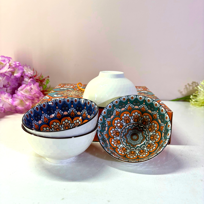 Mandala Ceramic Snack Bowl Set of 4 Online India | The Decor Paradise