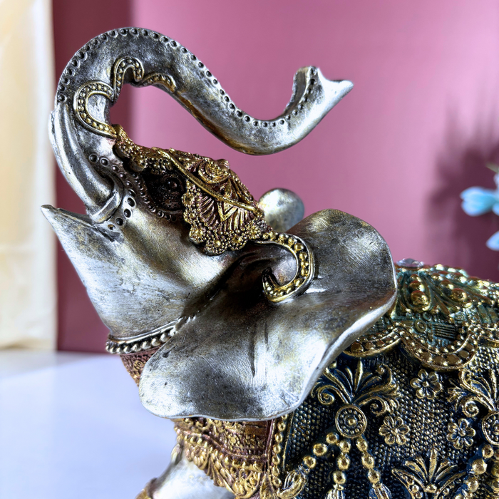 Regal Rajasthani Polyresin Elephant – Hand painted Ethnic Showpiece