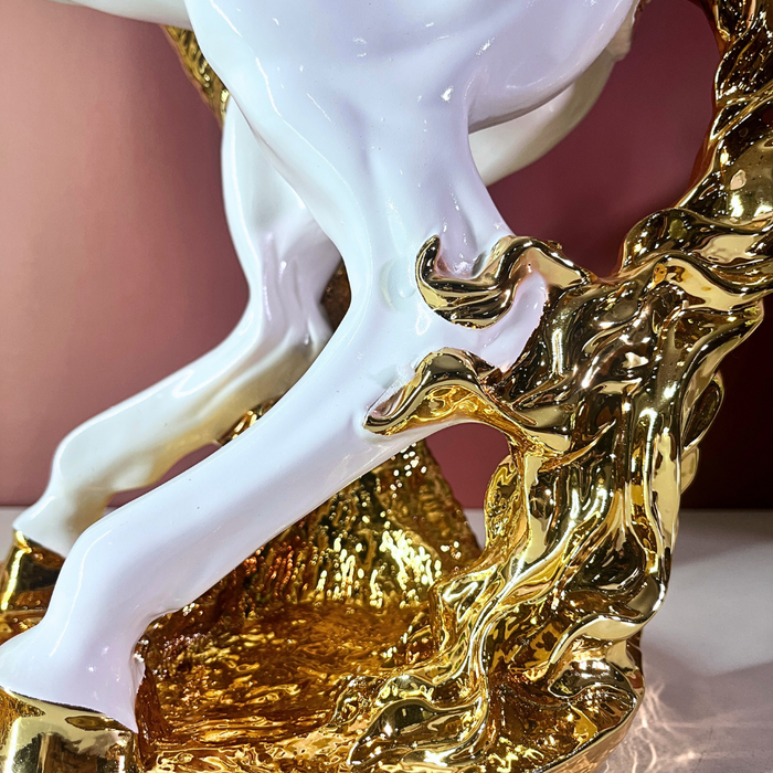 Premium White & Gold Rearing Horse Statue Online India | The Decor Paradise