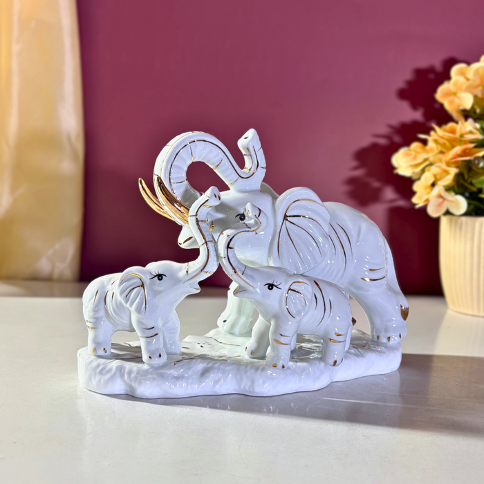 Royal Kin Ceramic Elephant Ensemble – Premium Vastu Décor by The Decor Paradise