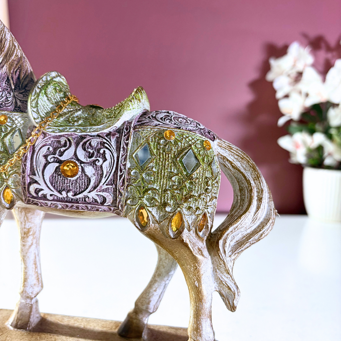 Gilded Maharaja Parade Horse – Luxe Polyresin Accent by The Decor Paradise