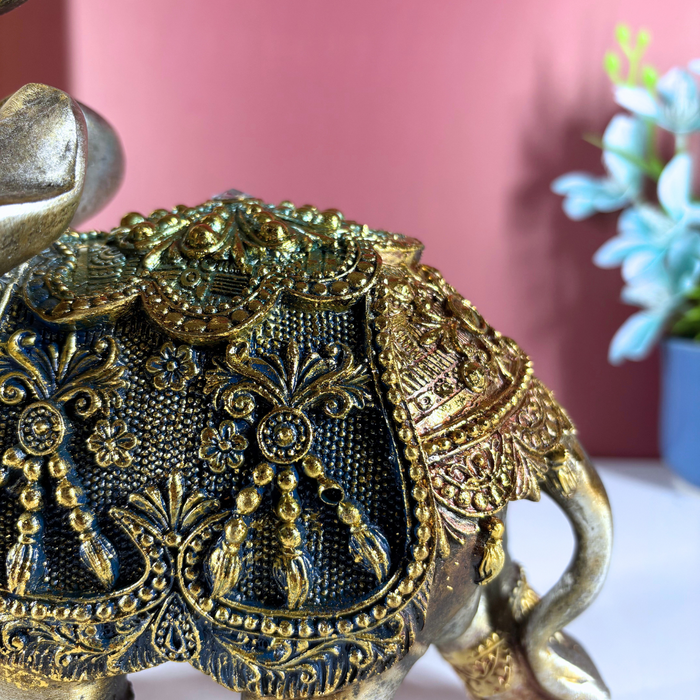 Regal Rajasthani Polyresin Elephant – Hand painted Ethnic Showpiece