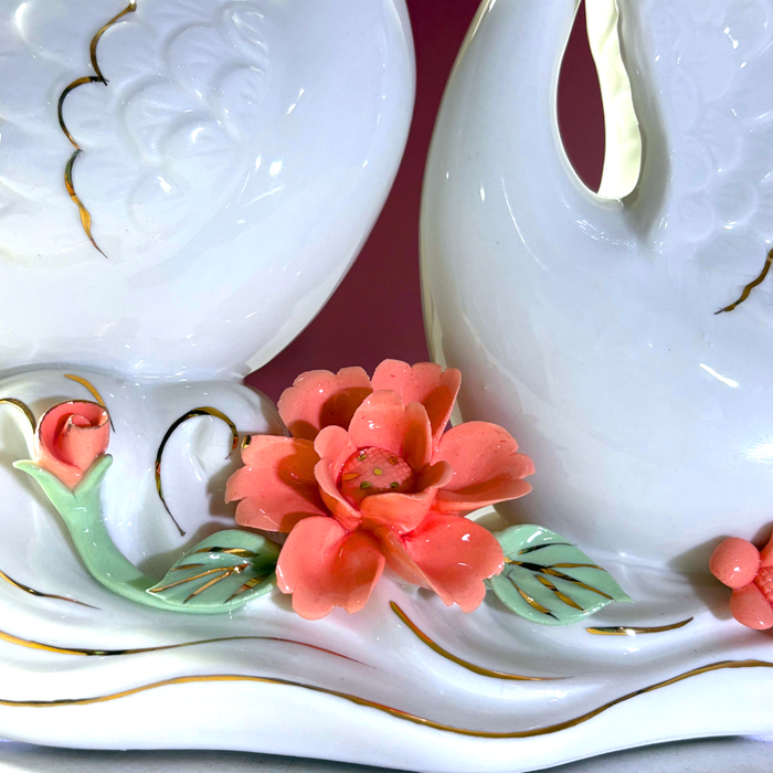 Enchanted Swan Romance Ceramic Figurine Set – Luxe Love Showpiece by The Decor Paradise