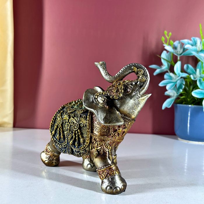 Handcrafted Polyresin Decorated Elephant Showpiece | The Decor Paradise