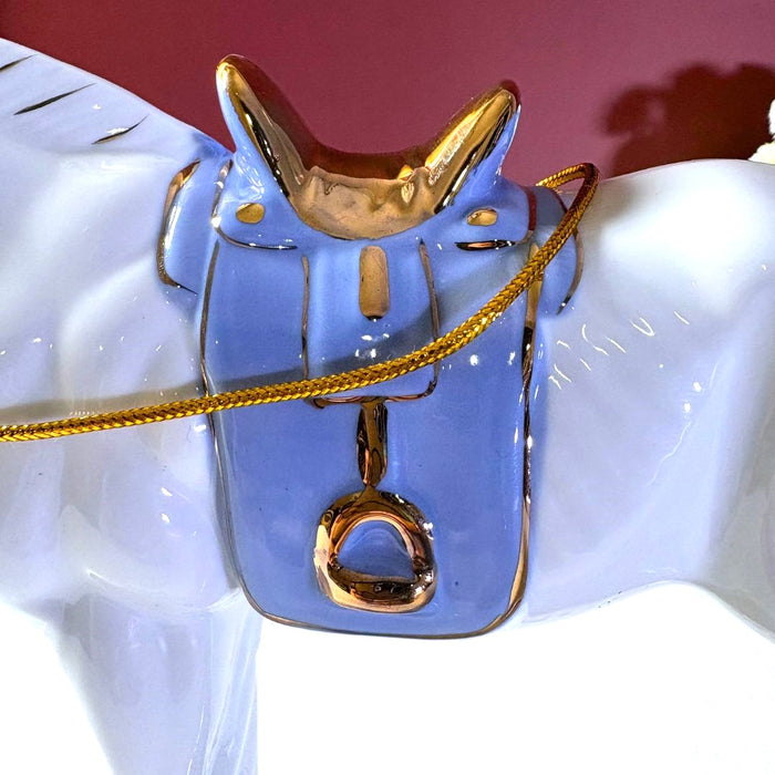 Azure Majesty Ceramic Horse Sculpture – Premium Art Décor by The Decor Paradise