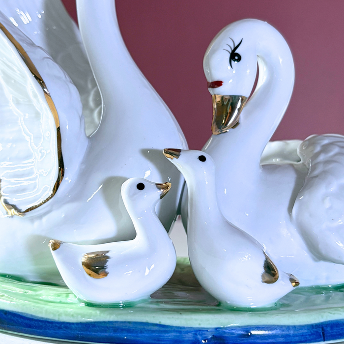 Ceramic Swan Family Showpiece Set – Elegant Home Décor by The Decor Paradise