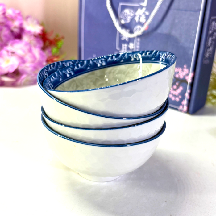 Chinoiserie Blue & White Ceramic Bowl Set of 4 Online India | The Decor Paradise