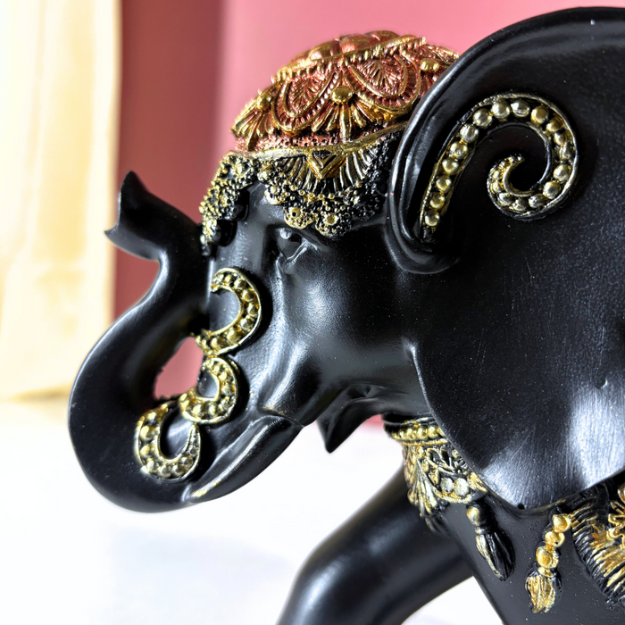 Opulent Rajasthani Polyresin Elephant Sculpture – Luxe Home Accent