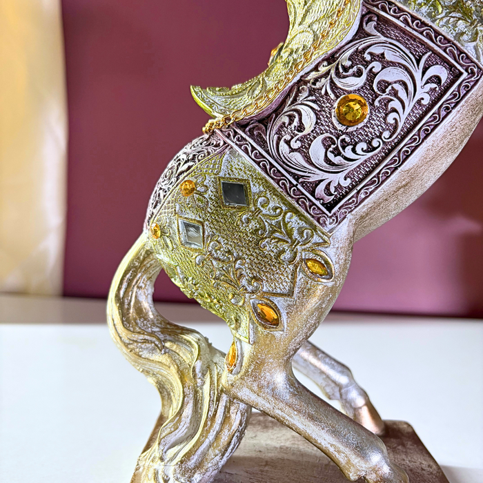 Mughal Jewel Rearing Stallion – Luxury Polyresin Horse Figurine by The Decor Paradise