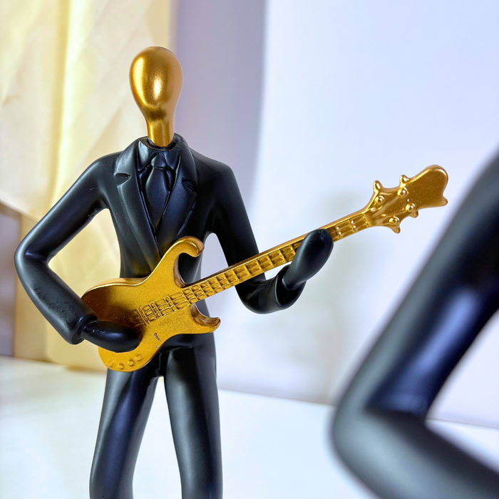 Black Gold Musical Trio Showpiece Set - Premium Resin Figurines by The Decor Paradise