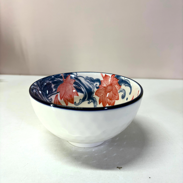 Japanese Koi Lotus Ceramic Bowl Set (4 Pieces) – Traditional Oriental Serving Collection