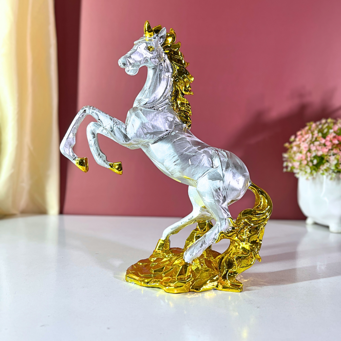 Premium Silver Metallic Rearing Horse Statue Polyresin Online India | The Decor Paradise
