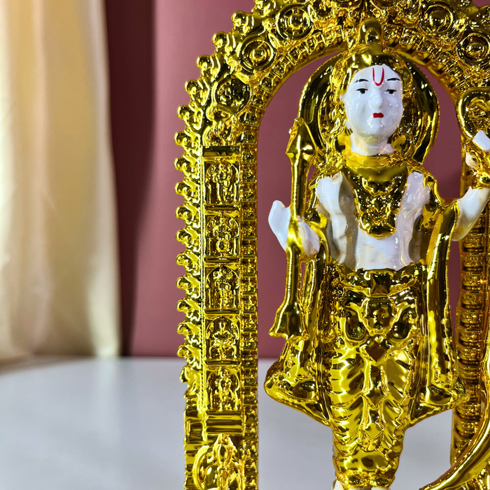 White and Gold Shri Ram Lalla Statue | Divine Resin Baby Lord Ram Idol for Home Temple & Puja Altar | Spiritual Gift (20.5 cm)