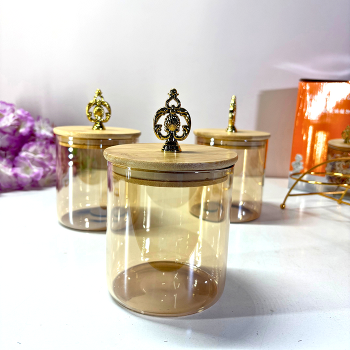 AuraVista Premium Glass & Pinewood Serving Set with Metal Stand