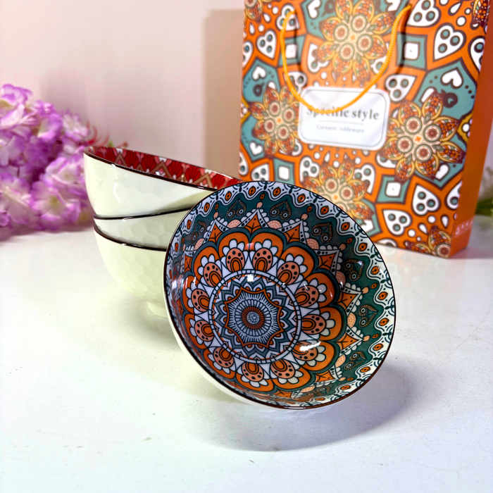 Mandala Ceramic Snack Bowl Set of 4 Online India | The Decor Paradise