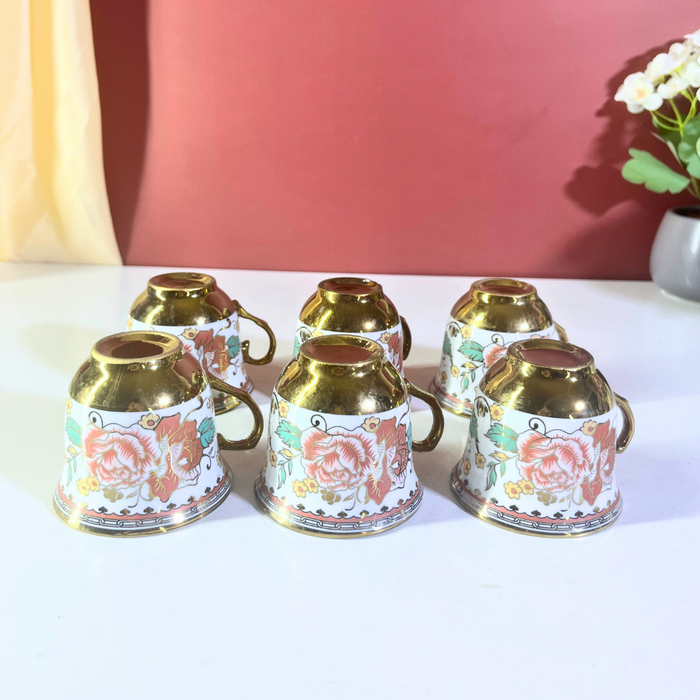 Mint Rose Gold-Trim Ceramic Tea Cup & Saucer Set – 12-Piece Collection