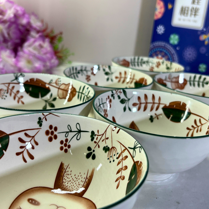 Woodland Deer Ceramic Bowl & Plate Gift Set (5 Pieces) – Forest Friends Dinnerware Collection