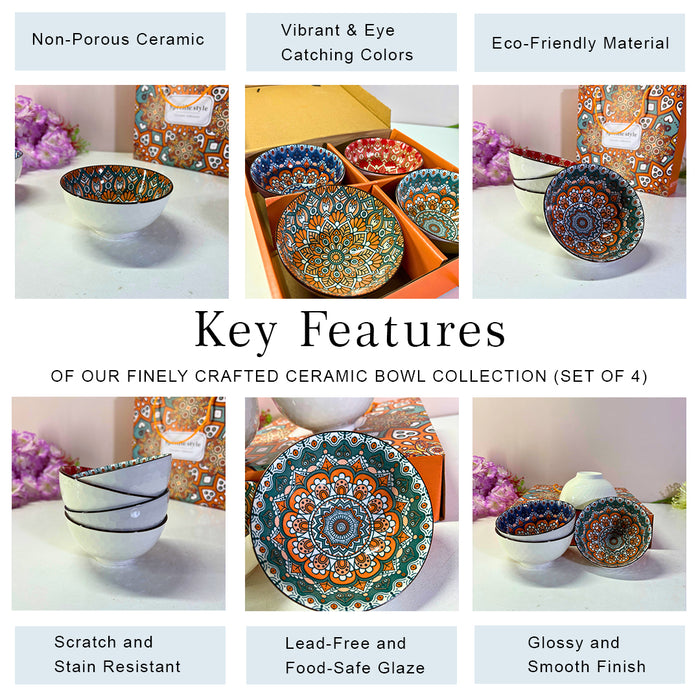 Mandala Ceramic Snack Bowl Set of 4 Online India | The Decor Paradise