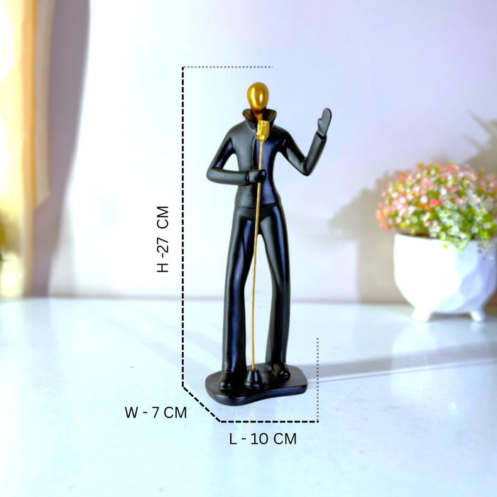 Black Gold Musical Trio Showpiece Set - Premium Resin Figurines by The Decor Paradise