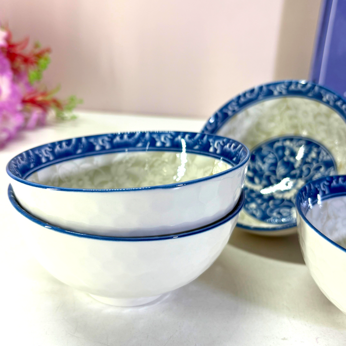 Chinoiserie Blue & White Ceramic Bowl Set of 4 Online India | The Decor Paradise