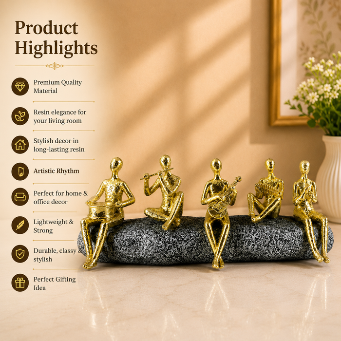 Decorative Golden Band Figurines for Home Interior