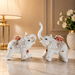 Premium Ceramic Elephant Pair Showpiece for Home Decor