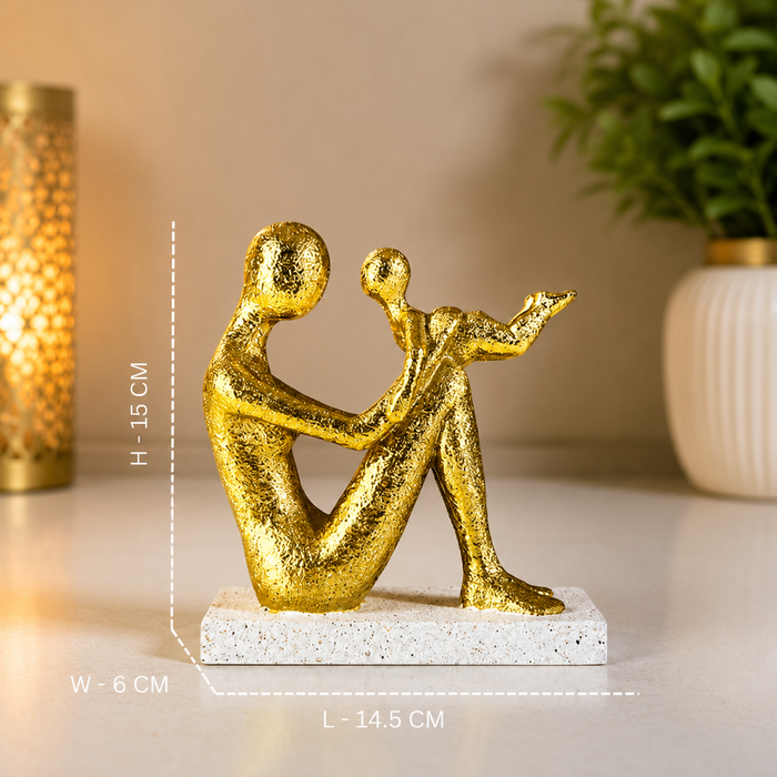 Premium Gold Abstract Parent and Child Home Decor Sculpture