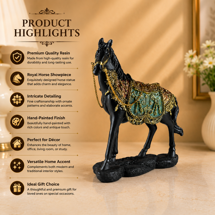 Luxury Black Horse Figurine for Modern Home Interiors