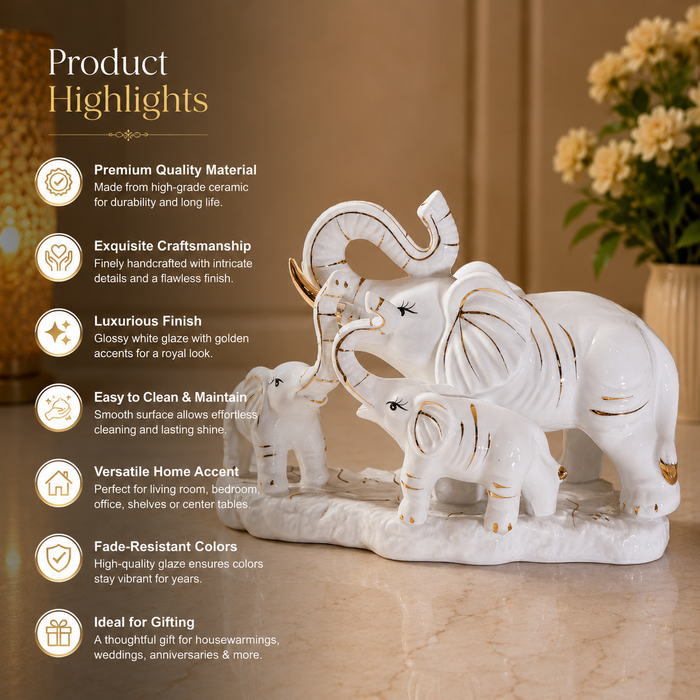 White Ceramic Elephant Family Home Decor | The Decor Paradise