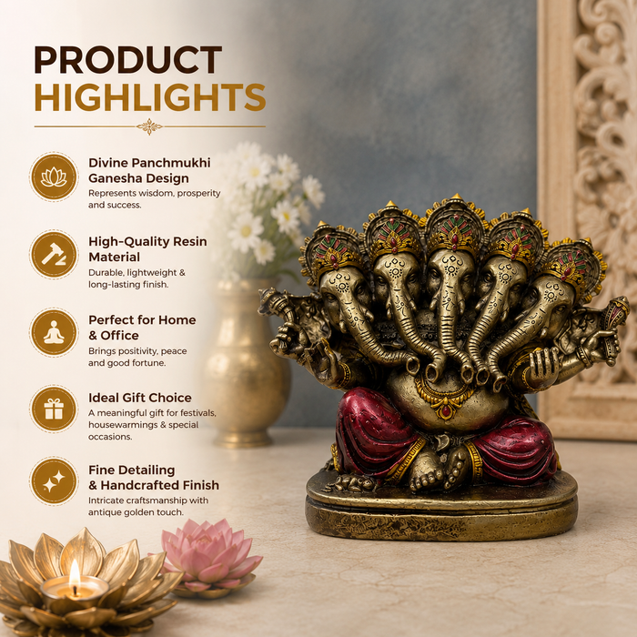 Panchmukhi Ganesh Idol – Embodiment of Prosperity and Protection