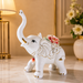 Close-Up Ceramic Elephant with Floral Design