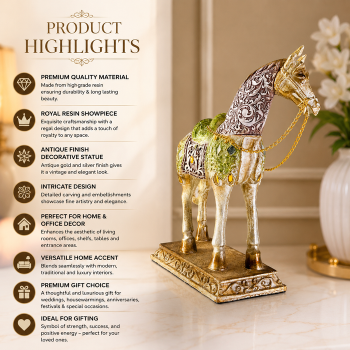 Side View of Premium Resin Horse Showpiece