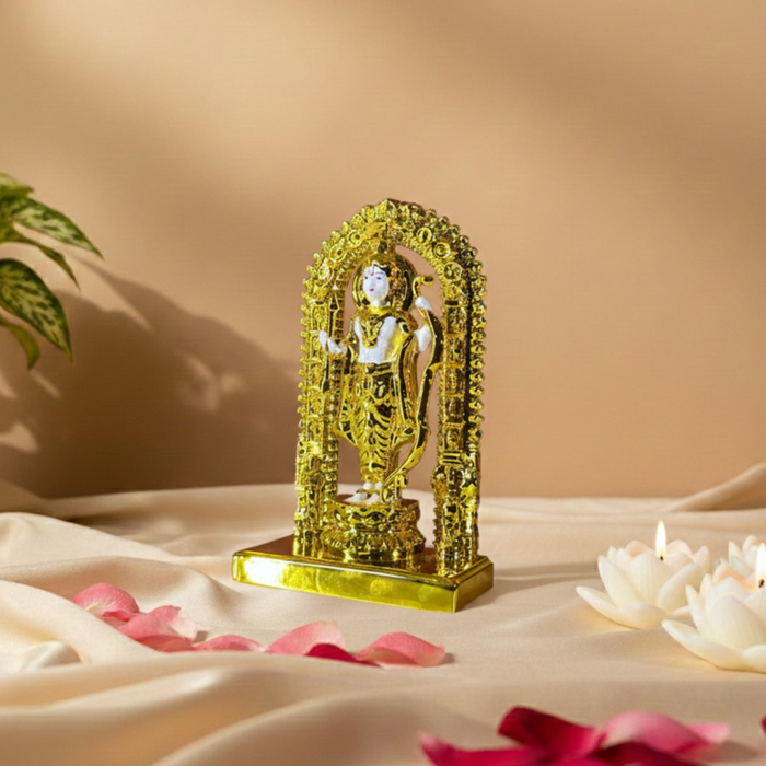 White and Gold Shri Ram Lalla Statue | Divine Resin Baby Lord Ram Idol for Home Temple & Puja Altar | Spiritual Gift (20.5 cm)