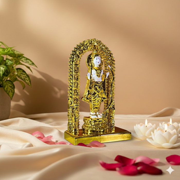 White and Gold Shri Ram Lalla Statue | Divine Resin Baby Lord Ram Idol for Home Temple & Puja Altar | Spiritual Gift (20.5 cm)
