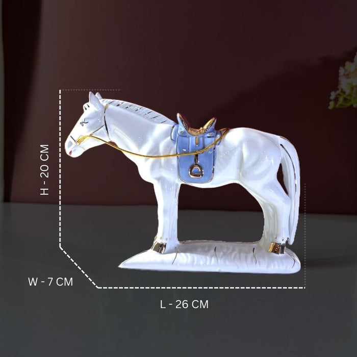Azure Majesty Ceramic Horse Sculpture – Premium Art Décor by The Decor Paradise