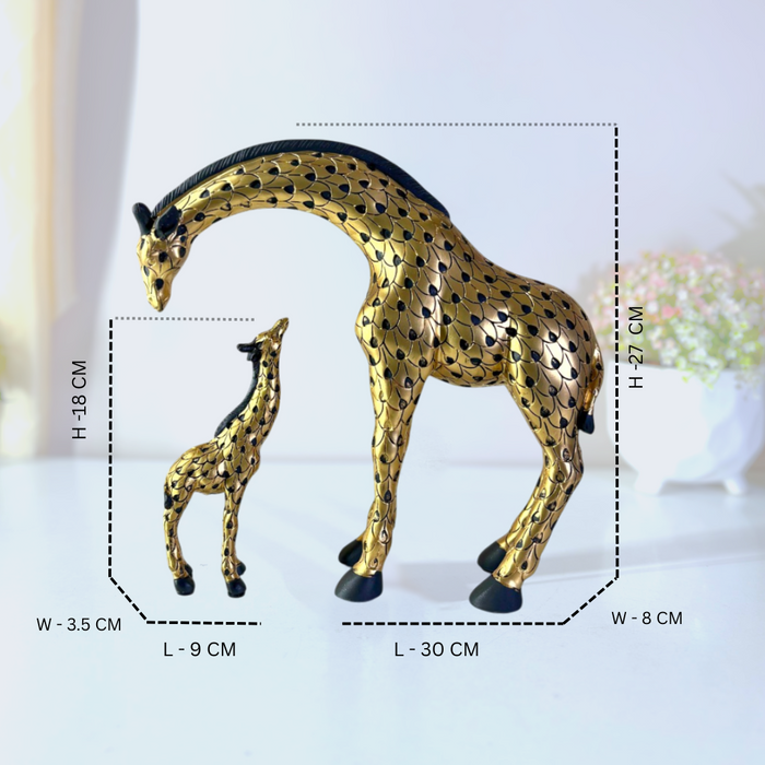 Premium Gold Finish Giraffe Figurine Set of 2