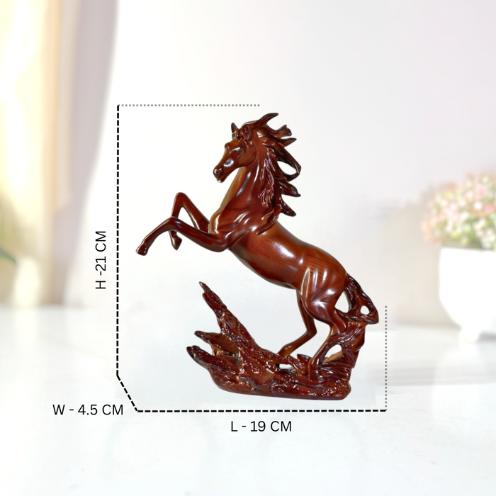 Premium Brown Rearing Horse Statue Polyresin