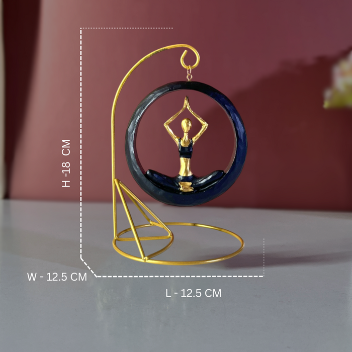 Blue & Gold Hanging Yoga Figurine Polyresin