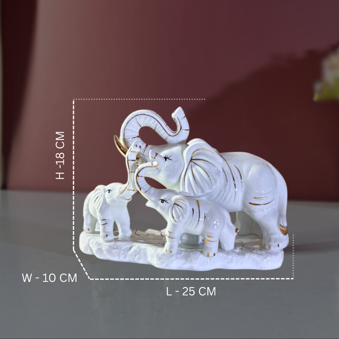 Royal Kin Ceramic Elephant Ensemble – Premium Vastu Décor by The Decor Paradise
