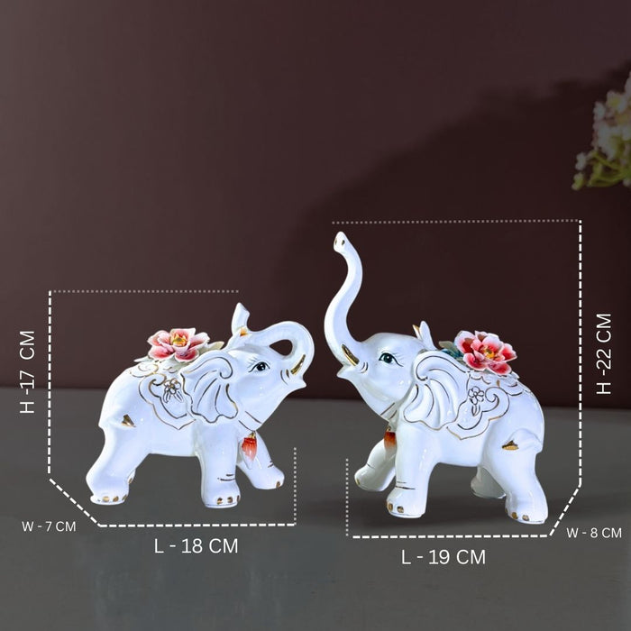 Ceramic Fortune Elephant Duo – Premium Décor by The Decor Paradise