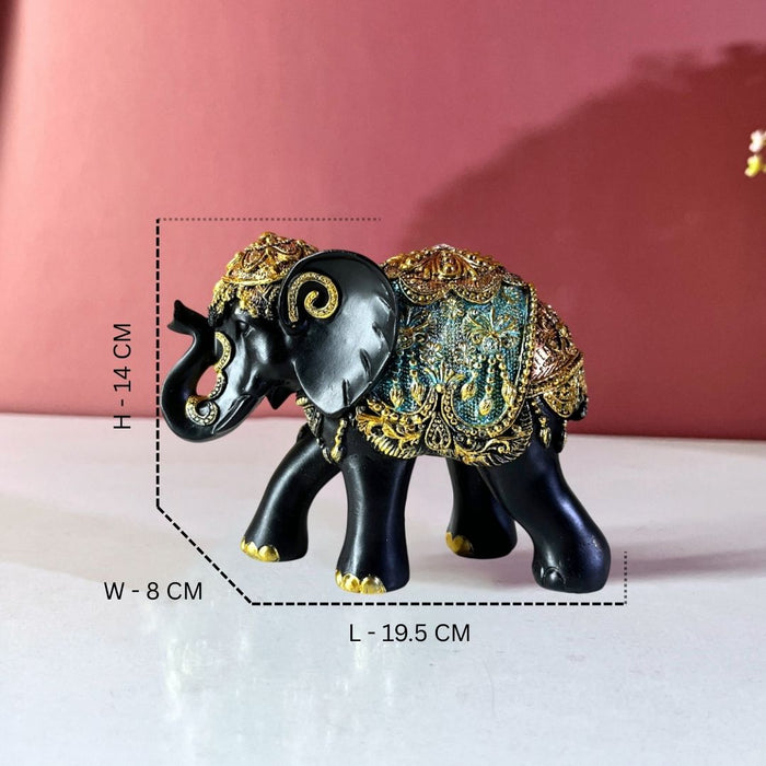 Midnight Maharaja Polyresin Elephant – Hand painted Luxe Décor by The Decor Paradise